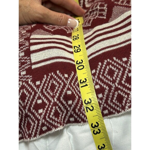 PINK REPUBLIC Burgundy and White Drop-Shoulder Open Cardigan Medium - Picture 7 of 7